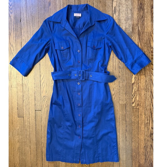 Thomas Pink Dresses & Skirts - Thomas Pink Royal Blue Cotton Belted Shirt Dress 3/4 Sleeve Utility Size 6 US